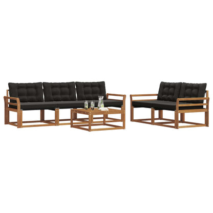 Set di divani da esterno con cuscino 6 pcs Naturale e Nero | homemem39