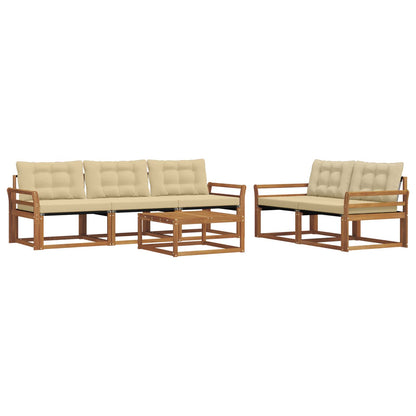 Set di divani da esterno con cuscino 6 pcs Naturale e Beige