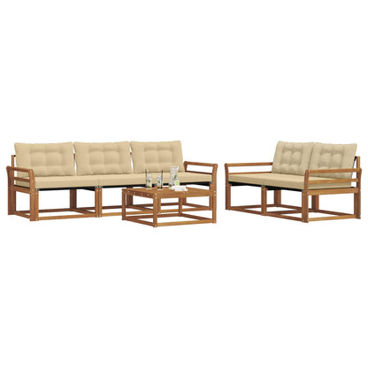 Set di divani da esterno con cuscino 6 pcs Naturale e Beige | homemem39