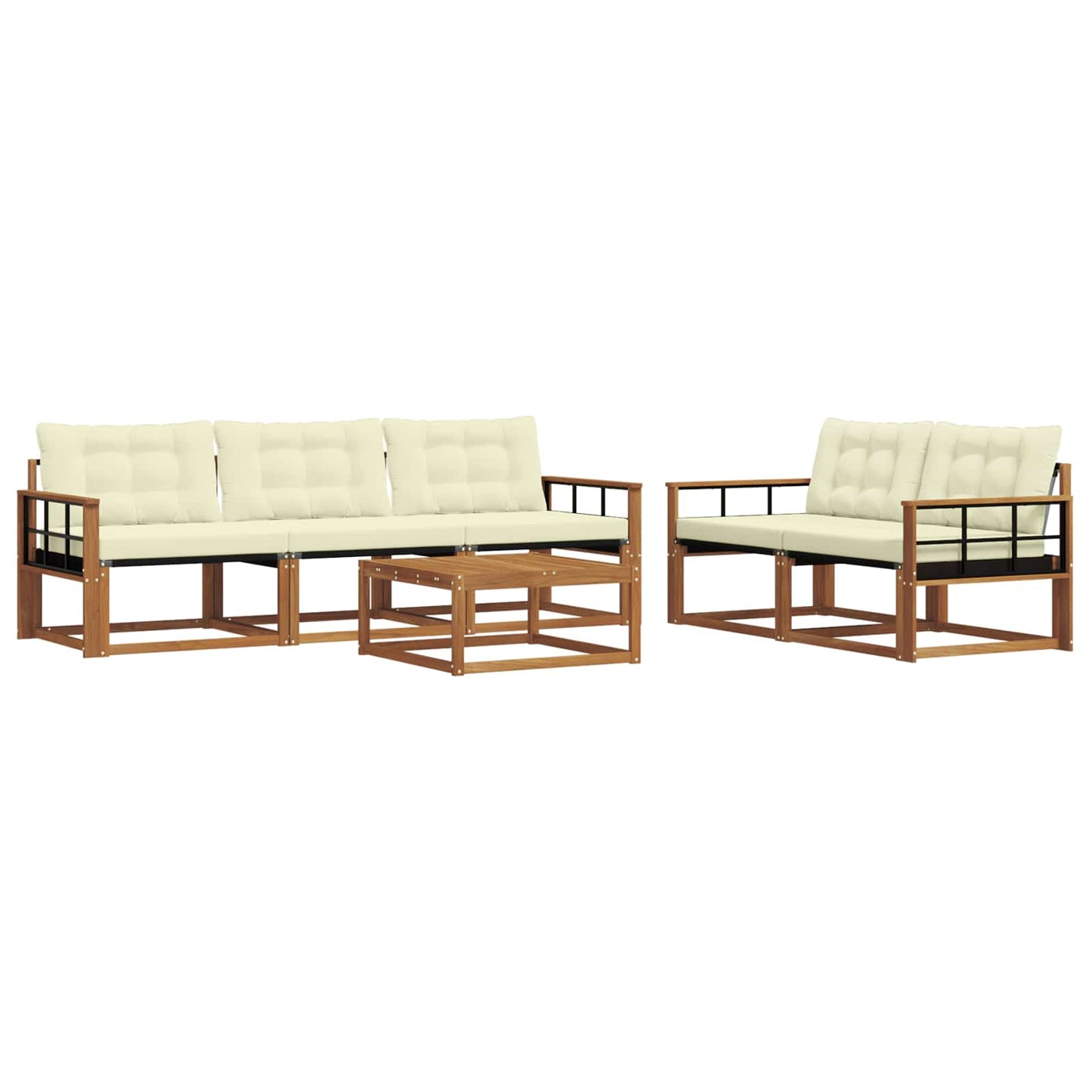 Set di divani da esterno con cuscino 6 pcs Naturale e Crema