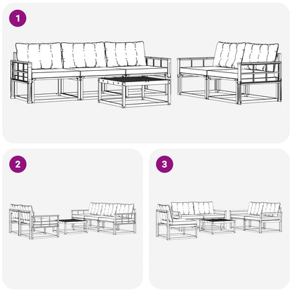 Set di divani da esterno 6 pcs Grigio Naturale e Chiaro