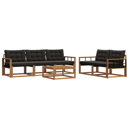 Set di divani da esterno con cuscino 6 pcs Naturale e Nero | homemem39