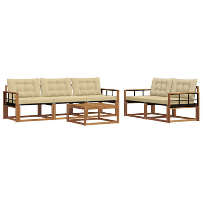 Set di divani da esterno con cuscino 6 pcs Naturale e Beige | homemem39