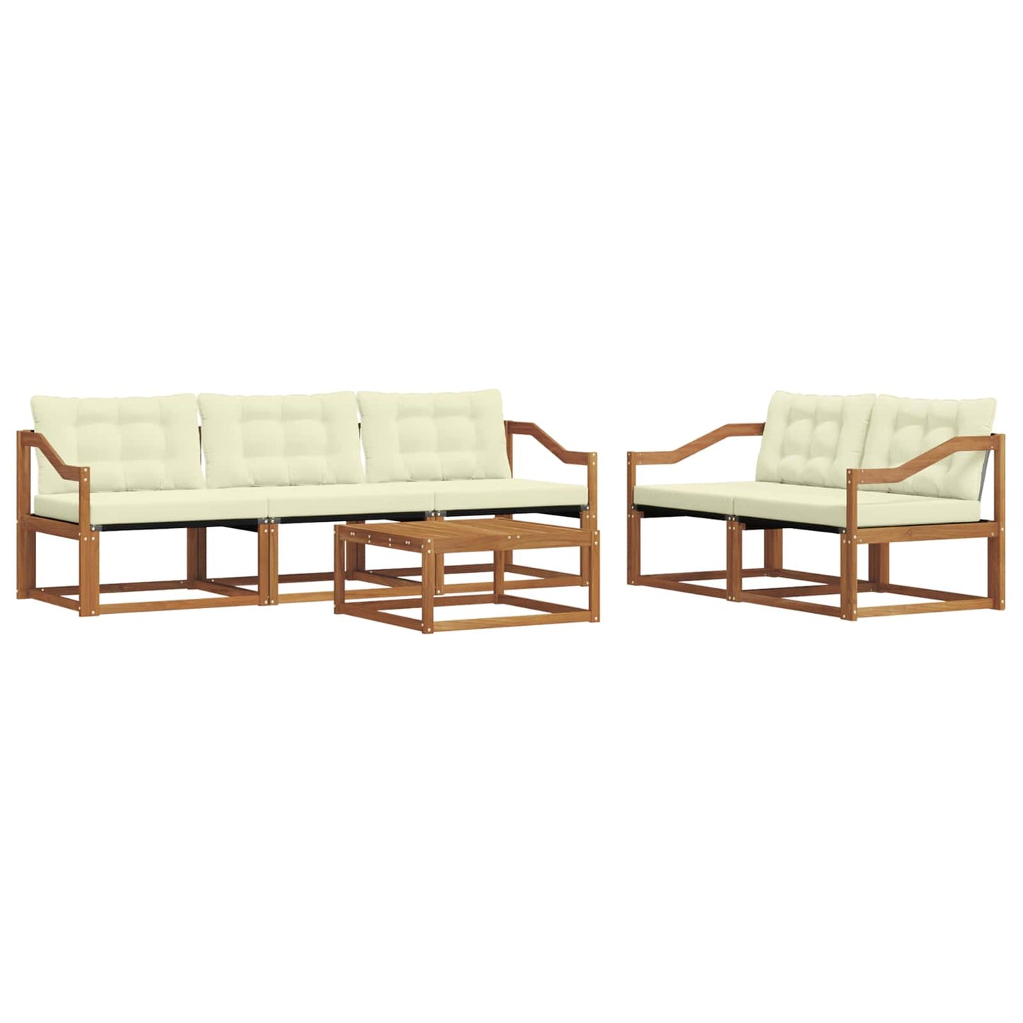 Set di divani da esterno con cuscino 6 pcs Naturale e Crema