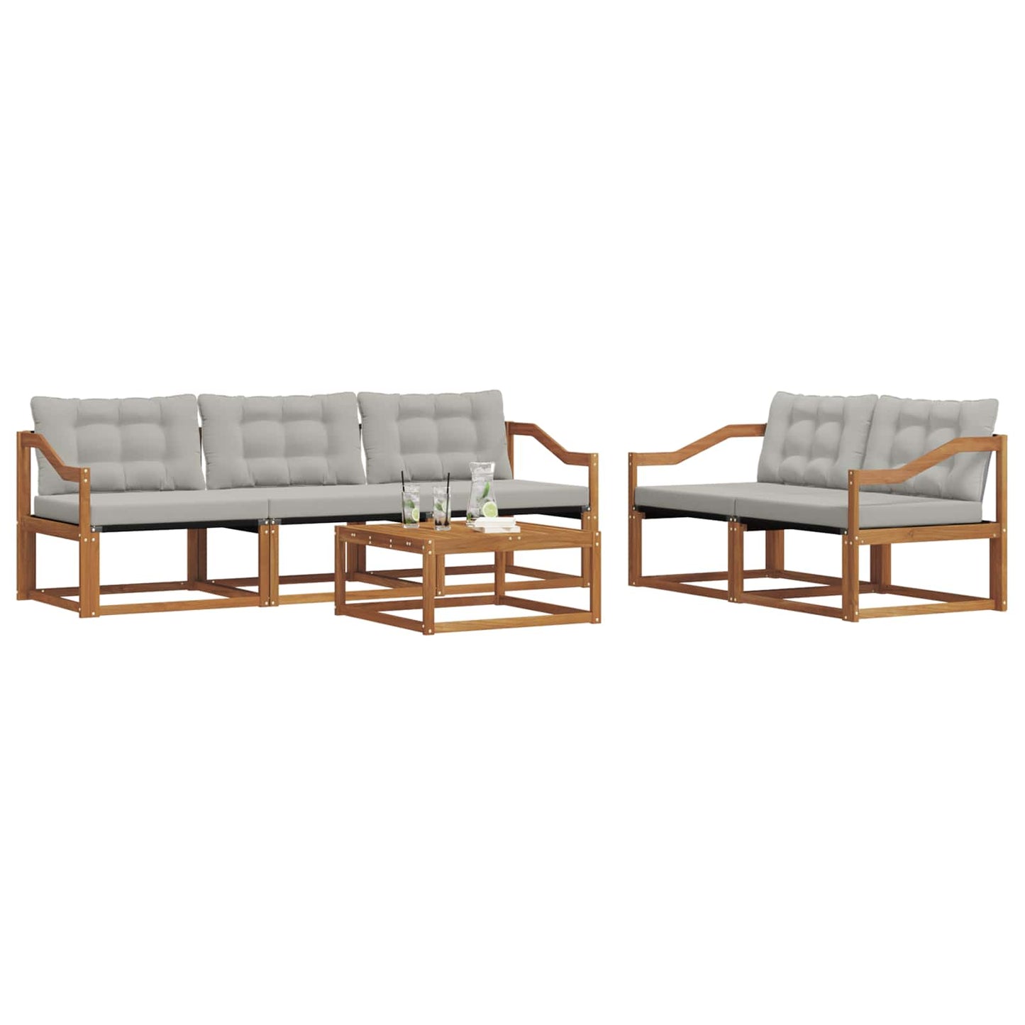 Set di divani da esterno 6 pcs Grigio Naturale e Chiaro | homemem39