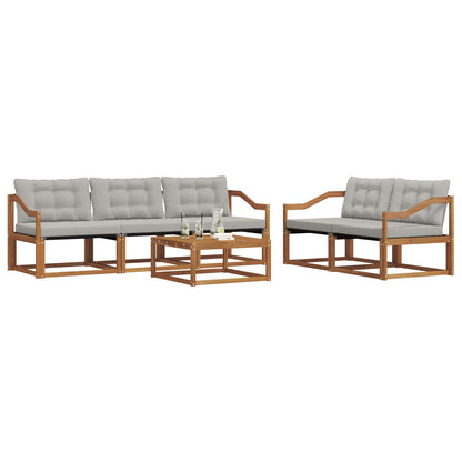 Set di divani da esterno 6 pcs Grigio Naturale e Chiaro
