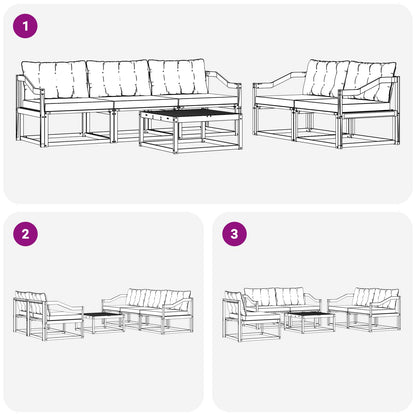 Set di divani da esterno 6 pcs Grigio Naturale e Chiaro