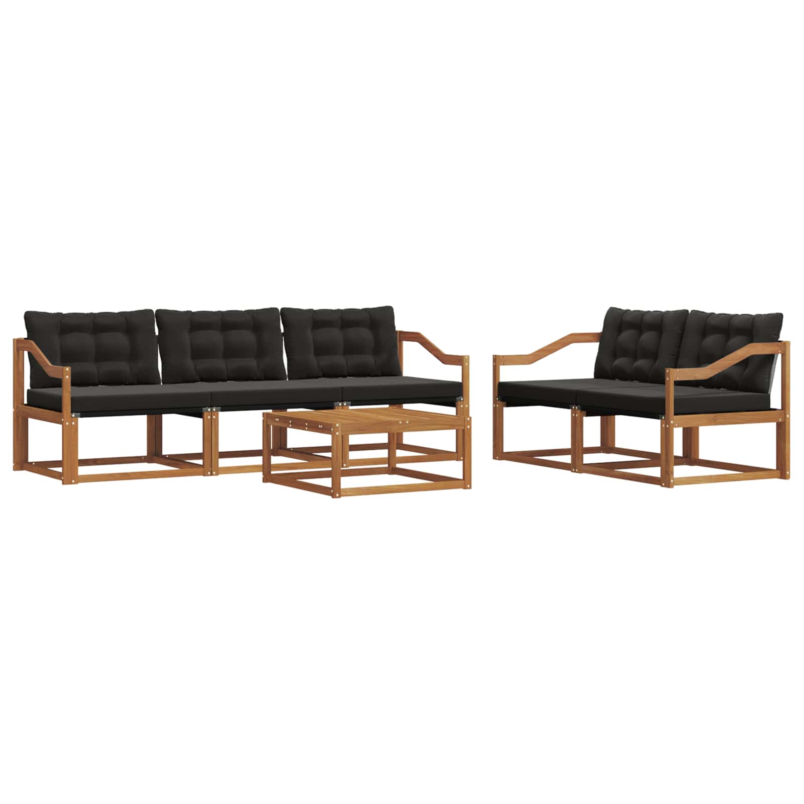 Set di divani da esterno con cuscino 6 pcs Naturale e Nero | homemem39