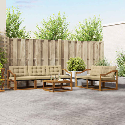 Set di divani da esterno con cuscino 6 pcs Naturale e Beige