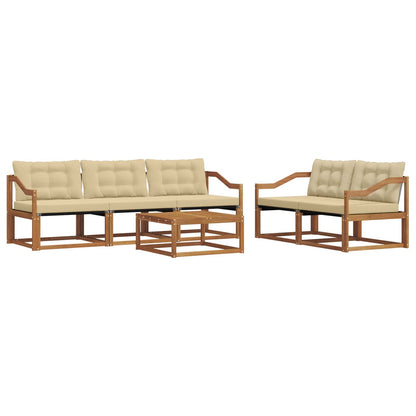 Set di divani da esterno con cuscino 6 pcs Naturale e Beige | homemem39