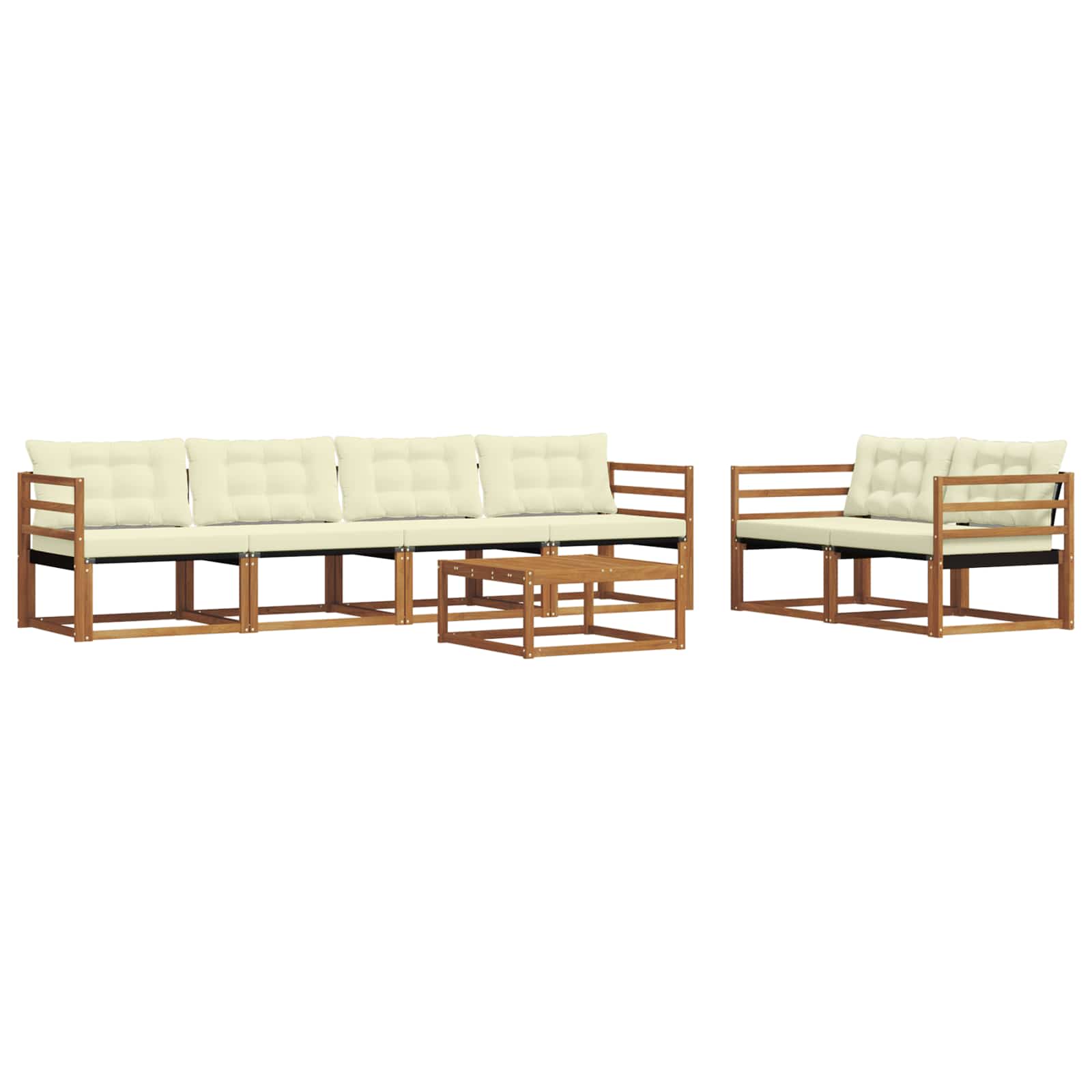 Set di divani da esterno con cuscino 7 pcs Naturale e Crema | homemem39