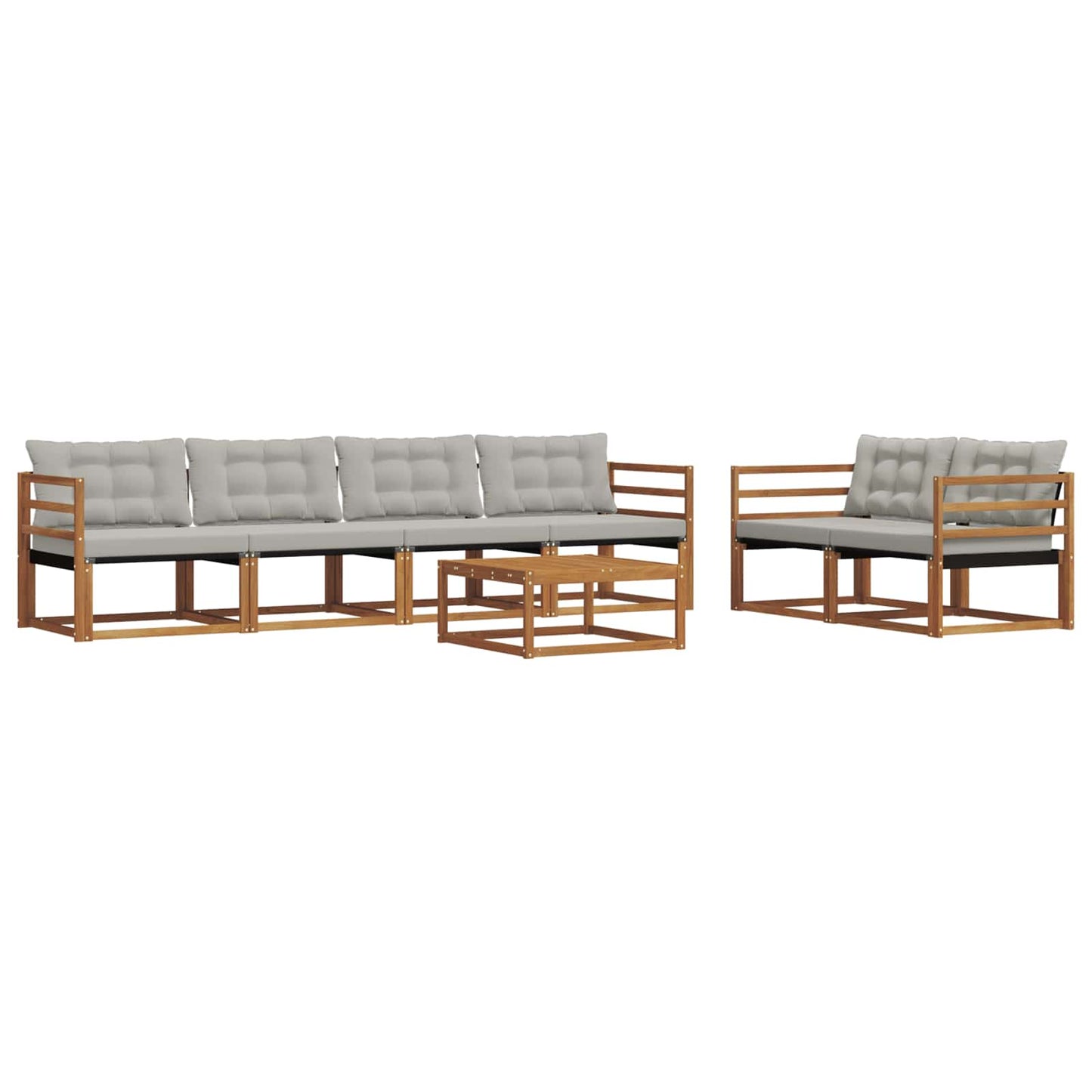 Set di divani da esterno 7 pcs Grigio Naturale e Chiaro | homemem39