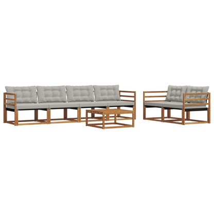 Set di divani da esterno 7 pcs Grigio Naturale e Chiaro | homemem39