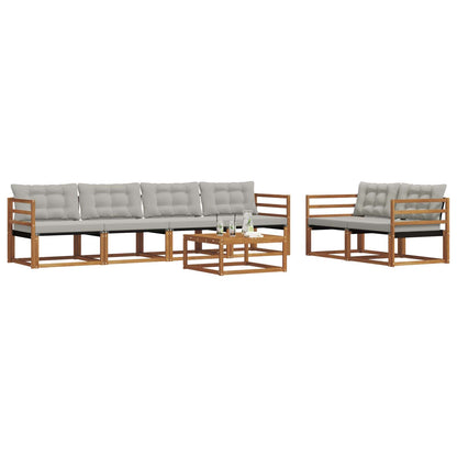 Set di divani da esterno 7 pcs Grigio Naturale e Chiaro | homemem39