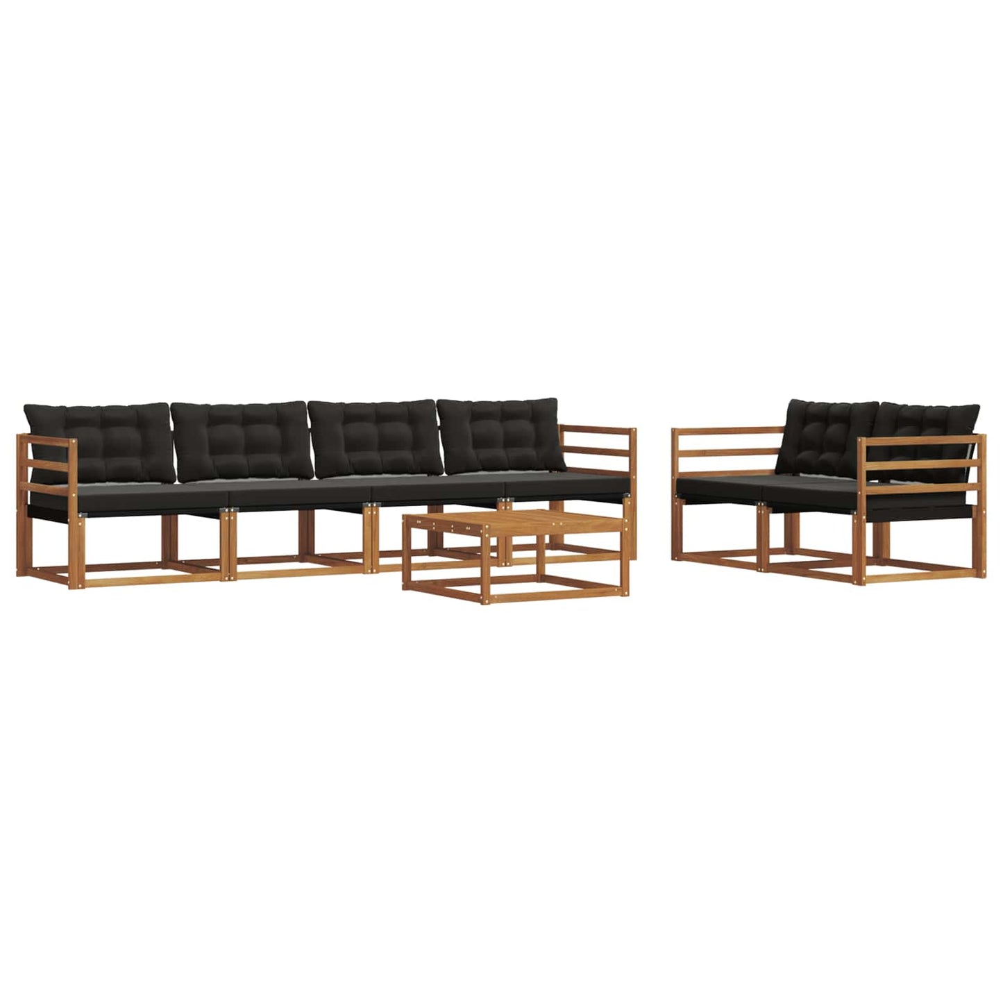 Set di divani da esterno con cuscino 7 pcs Naturale e Nero | homemem39