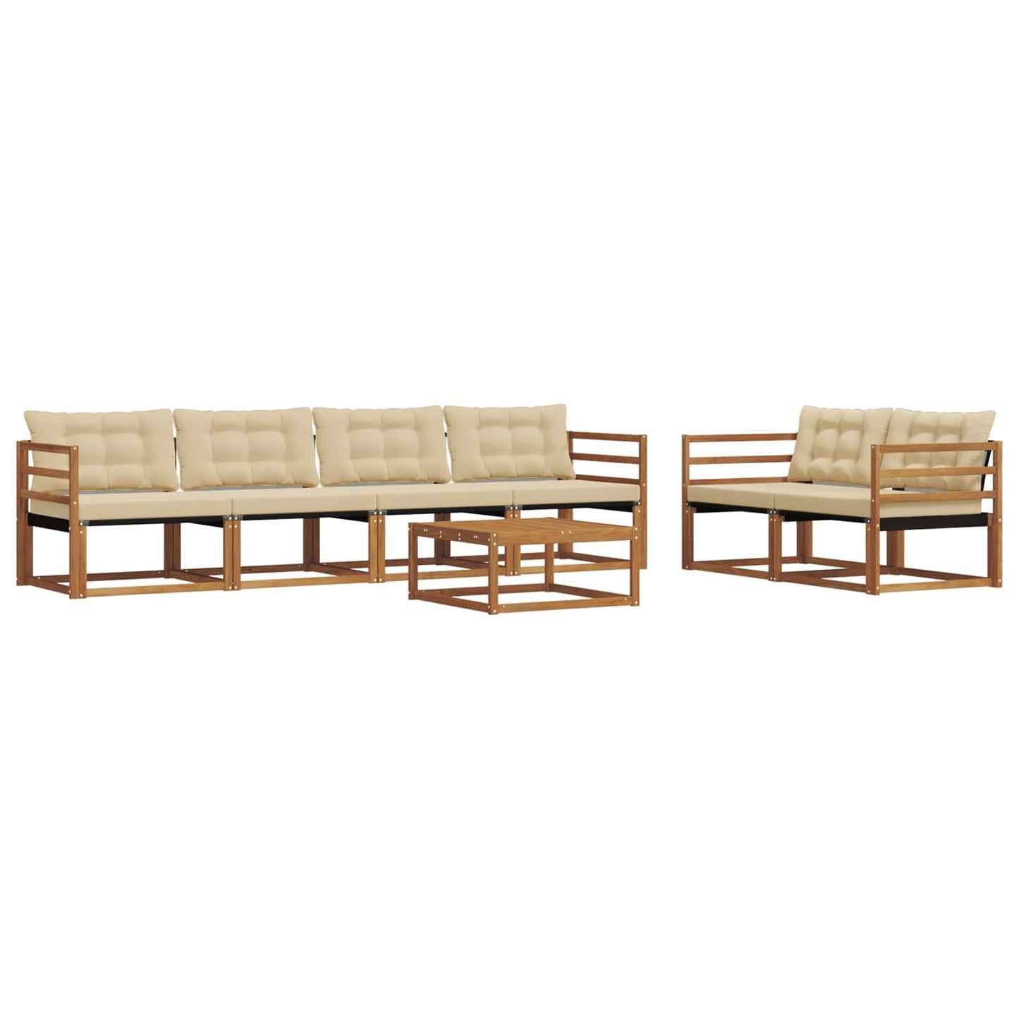 Set di divani da esterno con cuscino 7 pcs Naturale e Beige