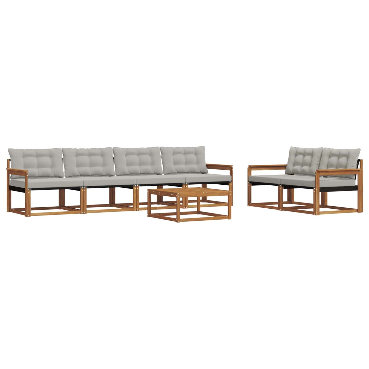 Set di divani da esterno 7 pcs Grigio Naturale e Chiaro