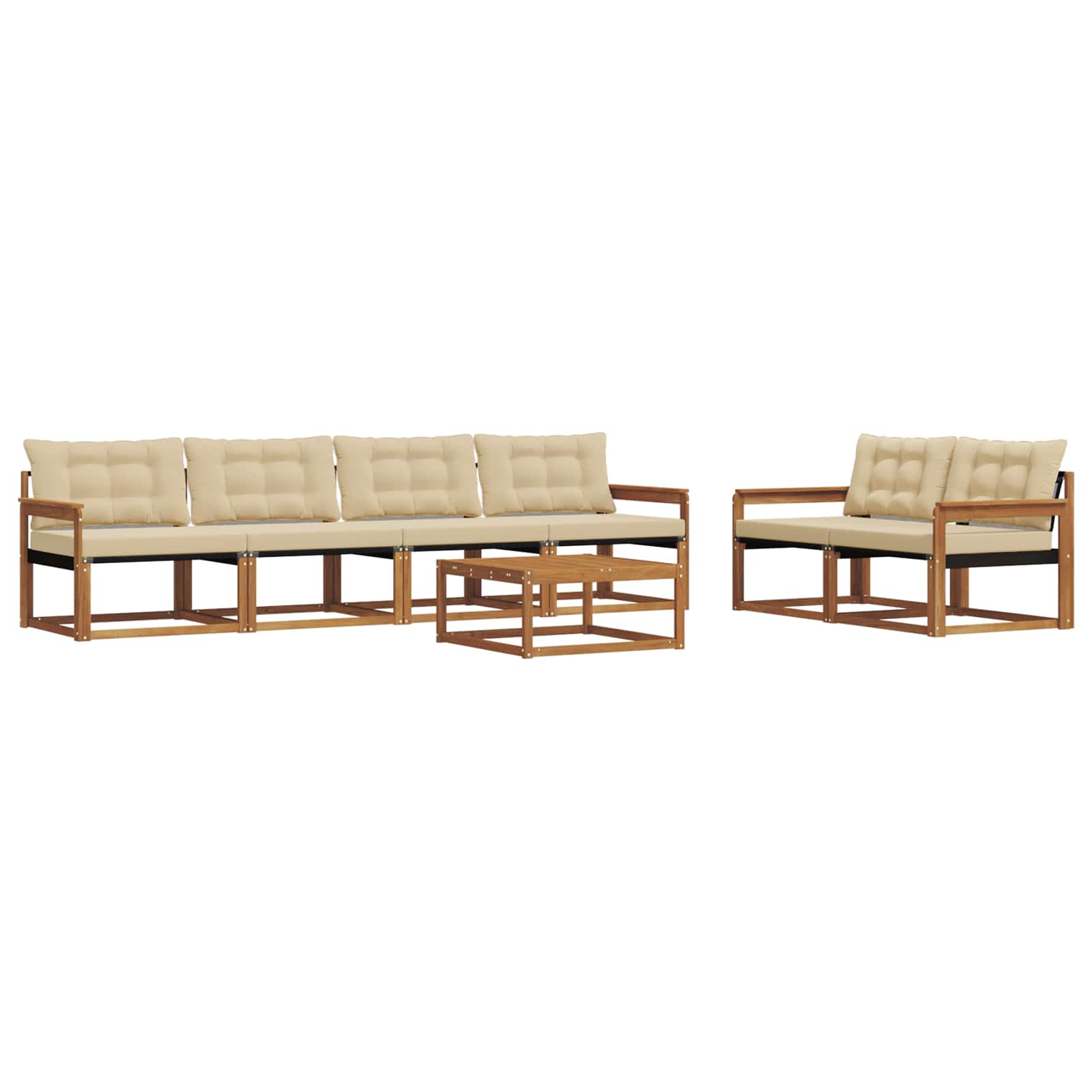 Set di divani da esterno con cuscino 7 pcs Naturale e Beige | homemem39