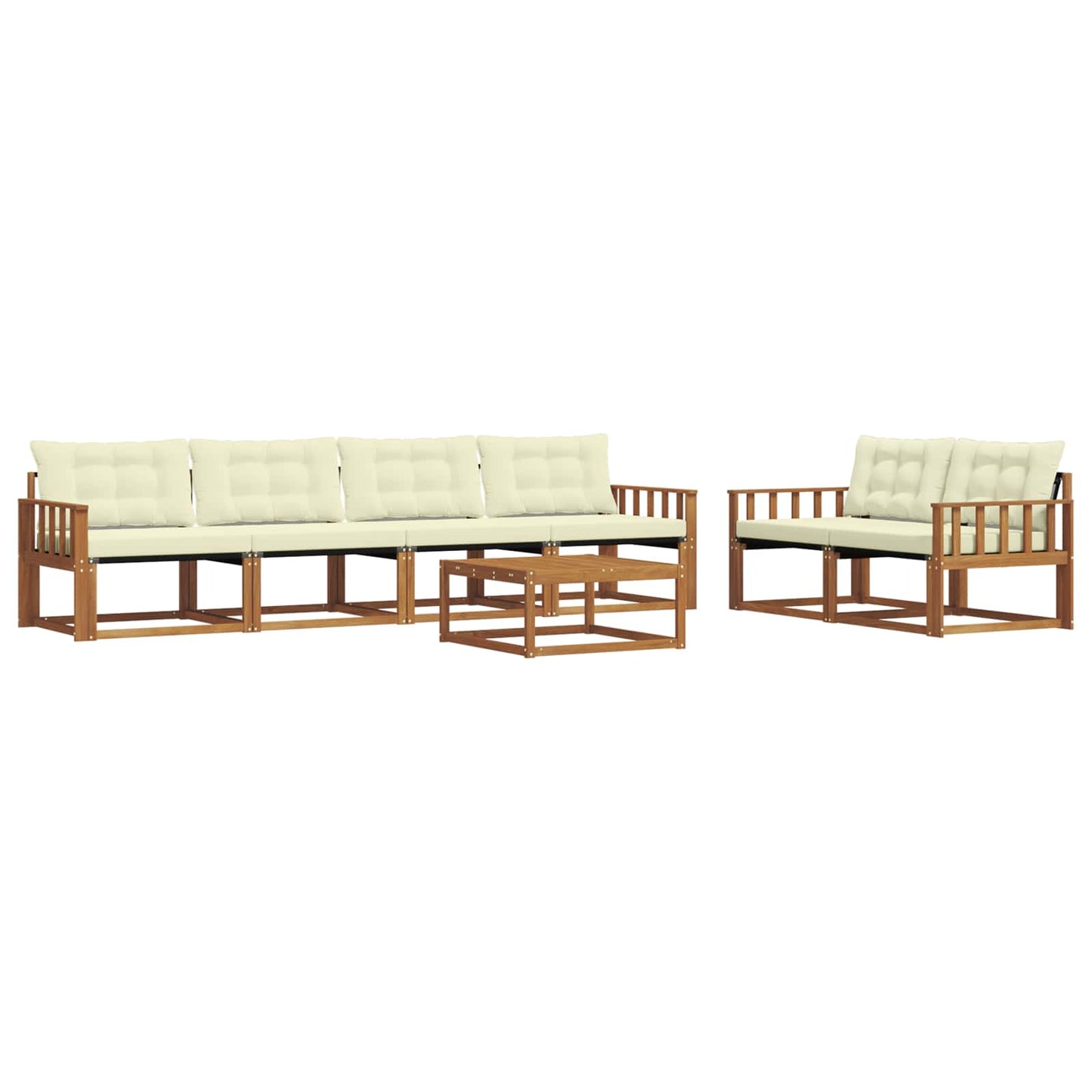 Set di divani da esterno con cuscino 7 pcs Naturale e Crema | homemem39