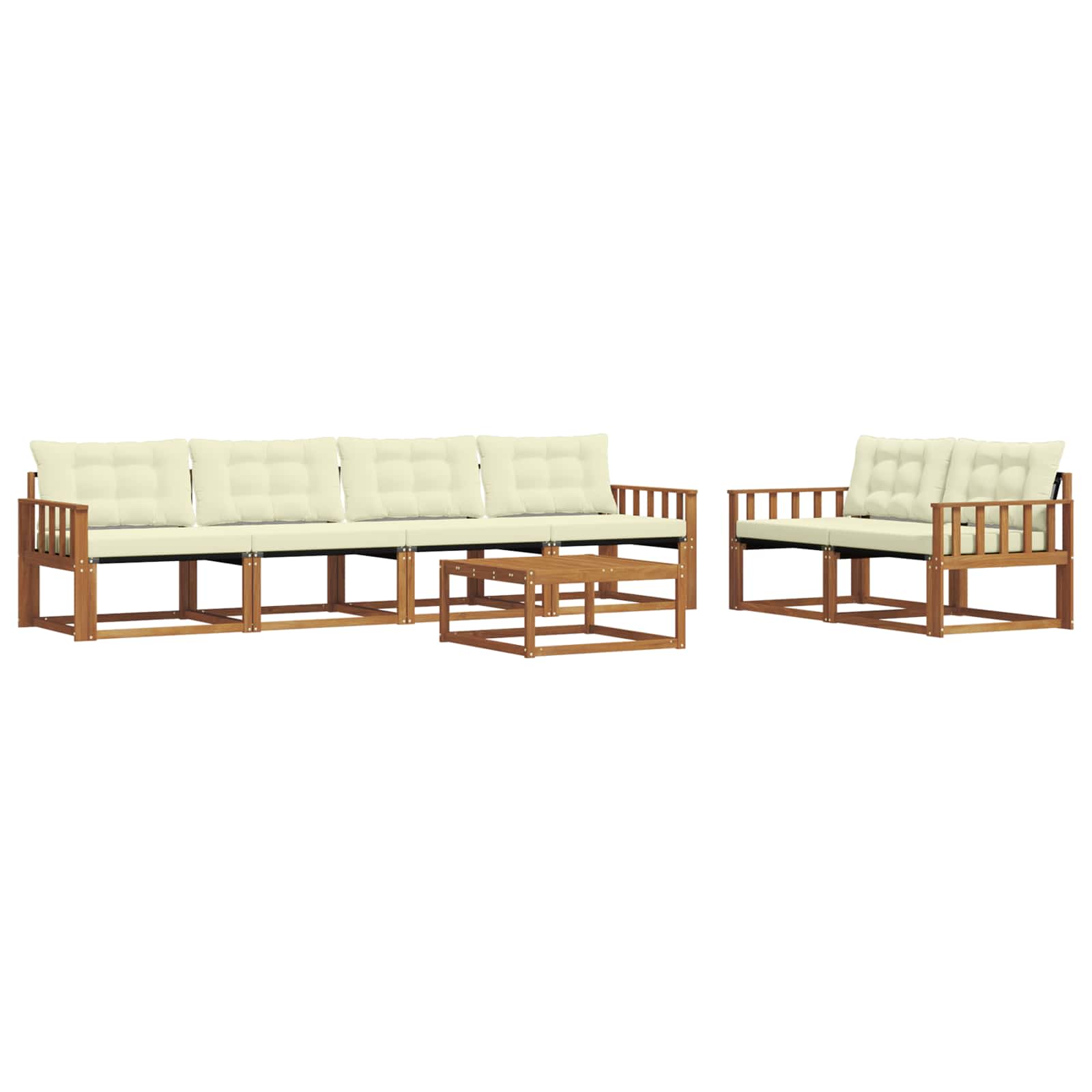 Set di divani da esterno con cuscino 7 pcs Naturale e Crema | homemem39