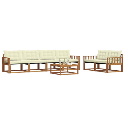 Set di divani da esterno con cuscino 7 pcs Naturale e Crema | homemem39