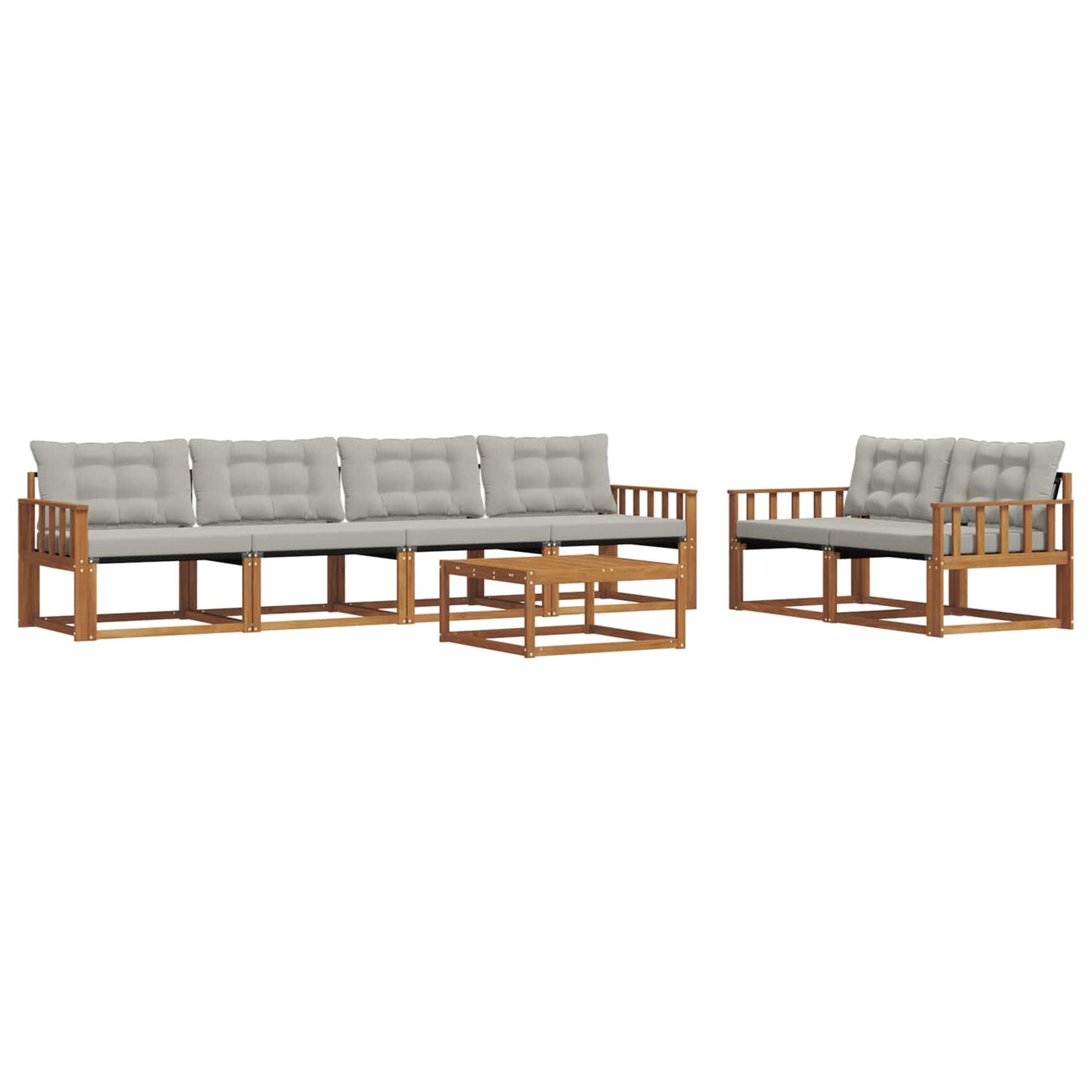 Set di divani da esterno 7 pcs Grigio Naturale e Chiaro