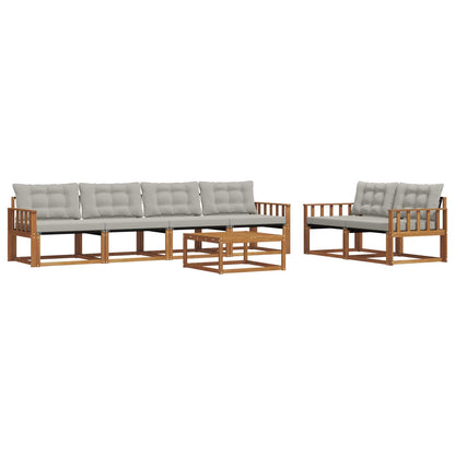 Set di divani da esterno 7 pcs Grigio Naturale e Chiaro