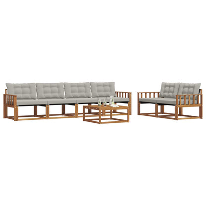 Set di divani da esterno 7 pcs Grigio Naturale e Chiaro