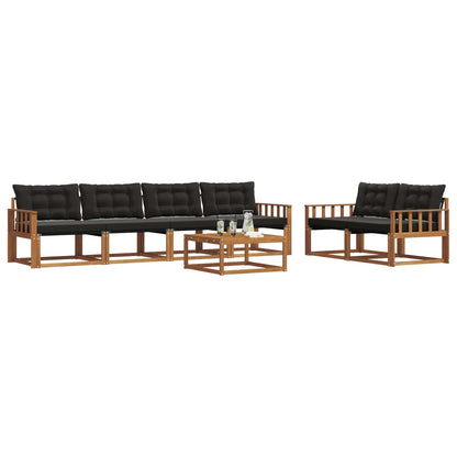 Set di divani da esterno con cuscino 7 pcs Naturale e Nero