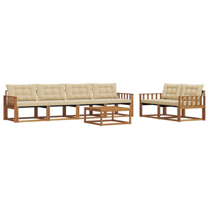 Set di divani da esterno con cuscino 7 pcs Naturale e Beige | homemem39