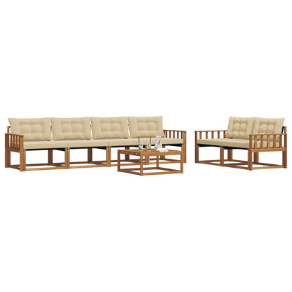 Set di divani da esterno con cuscino 7 pcs Naturale e Beige | homemem39