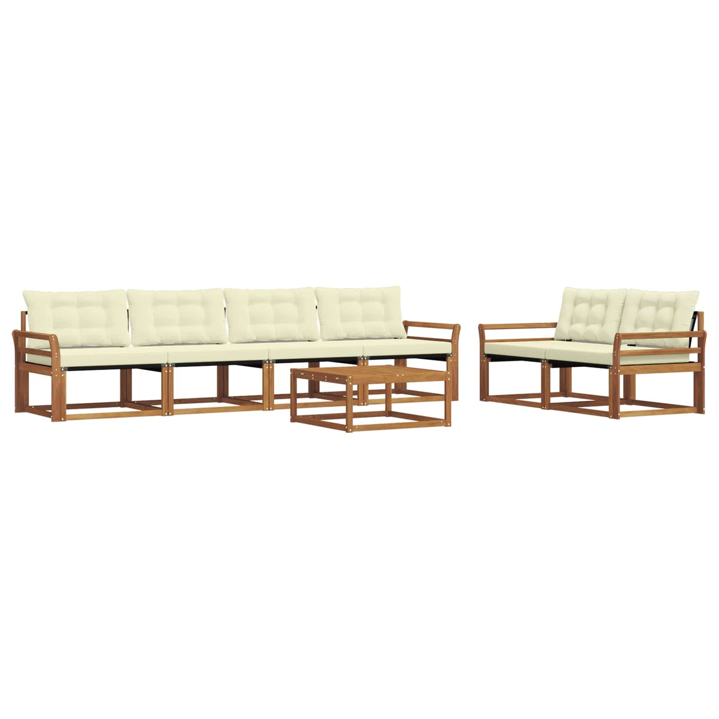 Set di divani da esterno con cuscino 7 pcs Naturale e Crema | homemem39