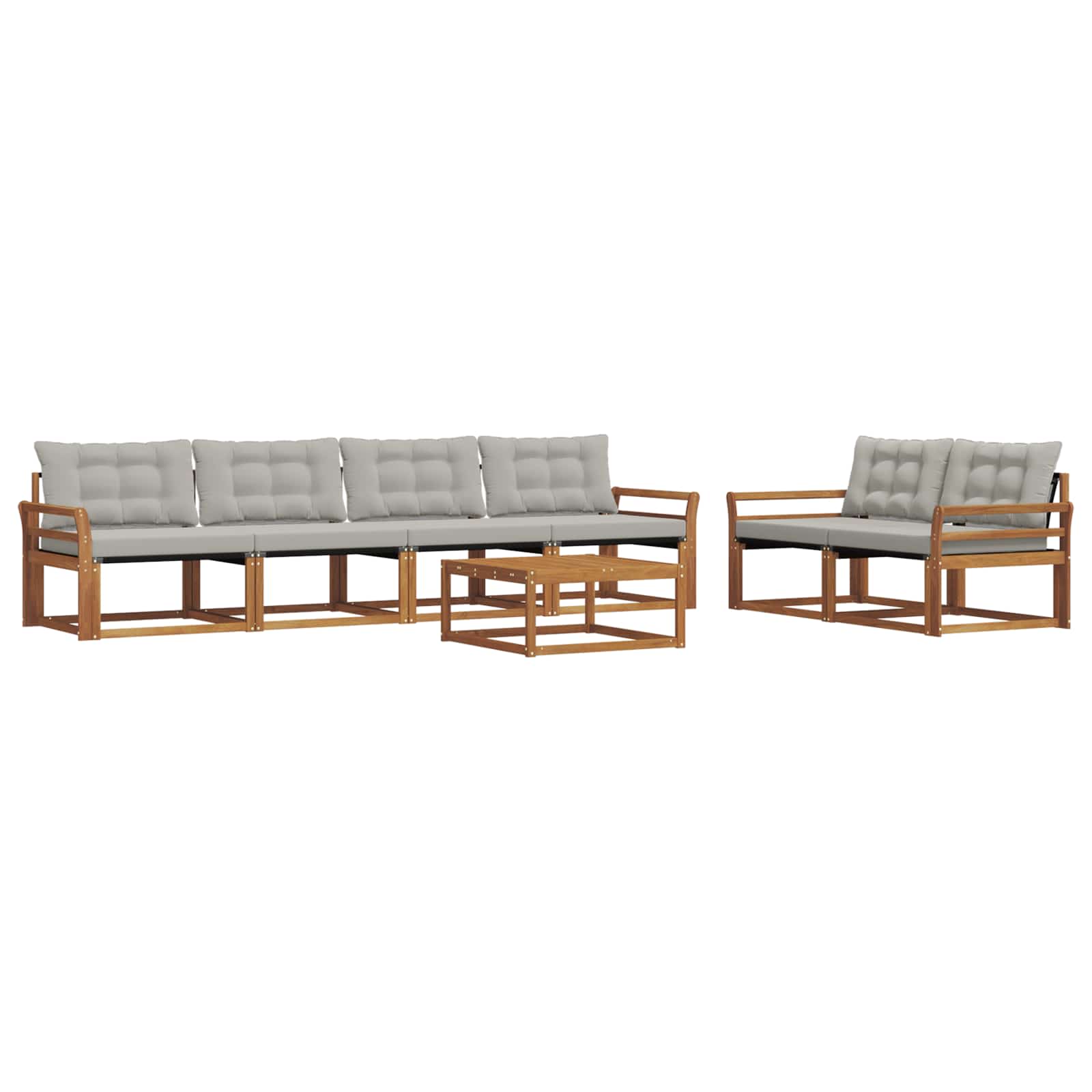 Set di divani da esterno 7 pcs Grigio Naturale e Chiaro | homemem39