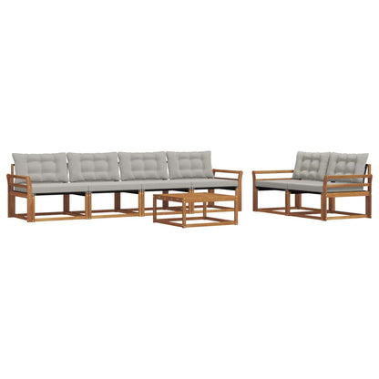 Set di divani da esterno 7 pcs Grigio Naturale e Chiaro | homemem39