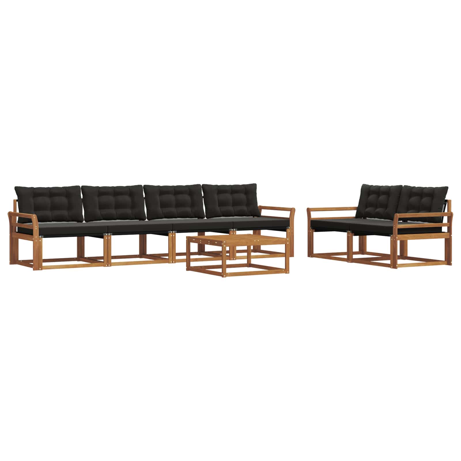 Set di divani da esterno con cuscino 7 pcs Naturale e Nero | homemem39