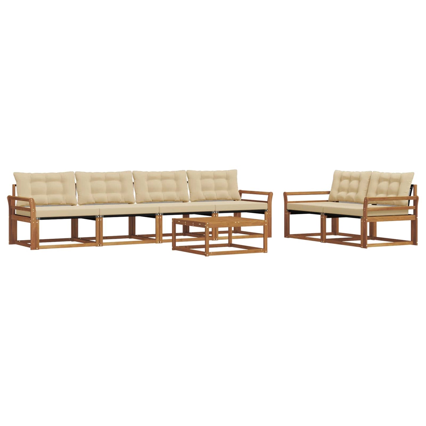 Set di divani da esterno con cuscino 7 pcs Naturale e Beige | homemem39