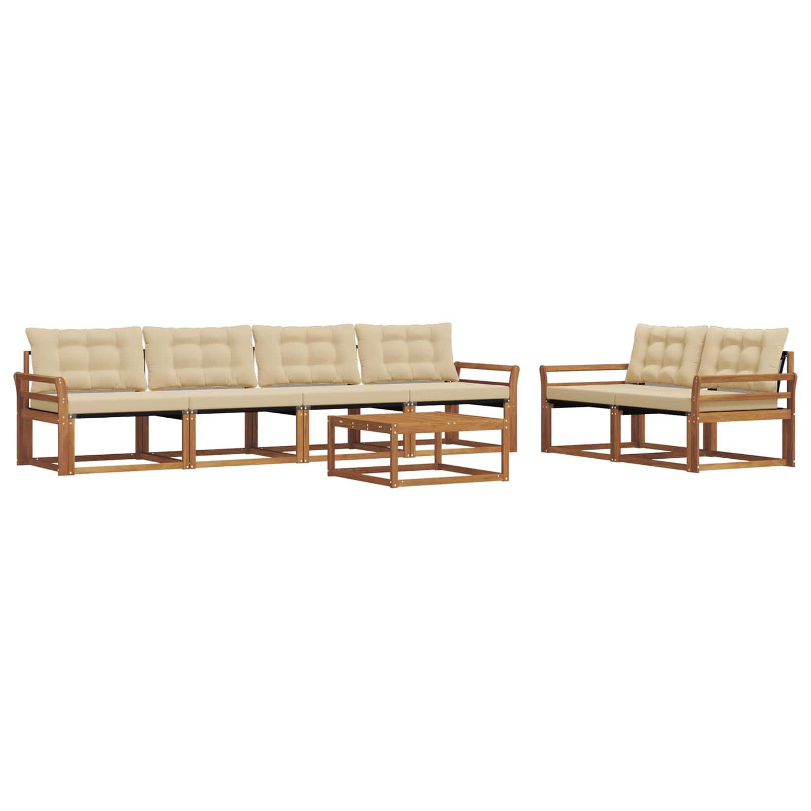 Set di divani da esterno con cuscino 7 pcs Naturale e Beige | homemem39