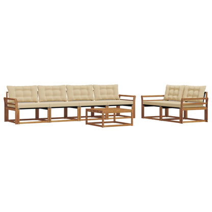 Set di divani da esterno con cuscino 7 pcs Naturale e Beige | homemem39