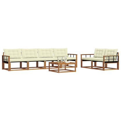 Set di divani da esterno con cuscino 7 pcs Naturale e Crema | homemem39
