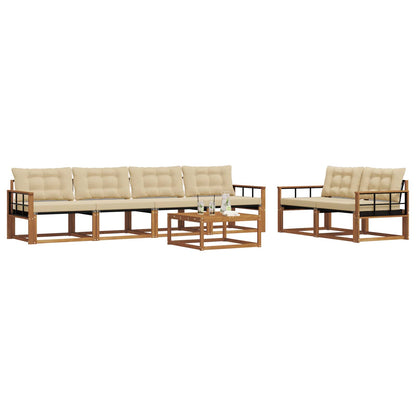 Set di divani da esterno con cuscino 7 pcs Naturale e Beige
