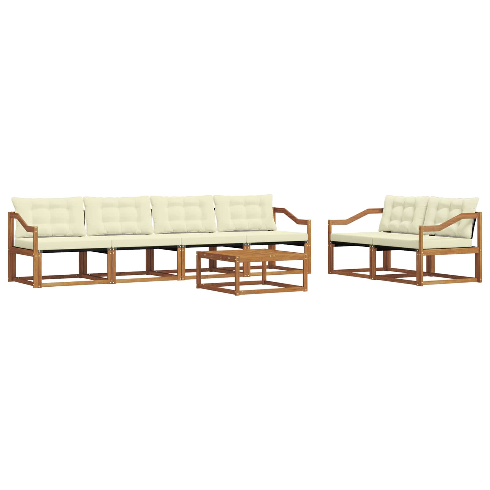 Set di divani da esterno con cuscino 7 pcs Naturale e Crema | homemem39