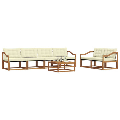 Set di divani da esterno con cuscino 7 pcs Naturale e Crema | homemem39