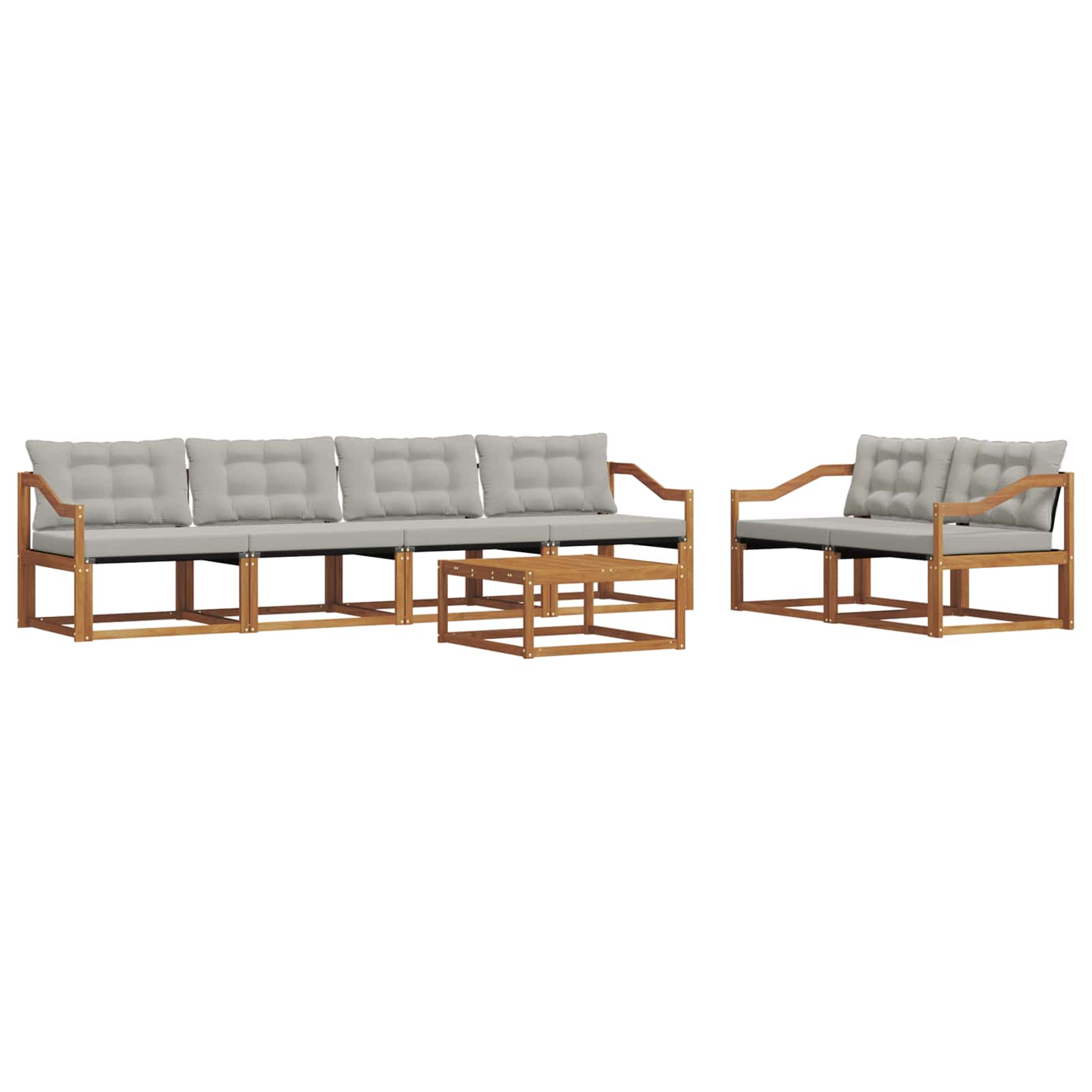 Set di divani da esterno 7 pcs Grigio Naturale e Chiaro | homemem39