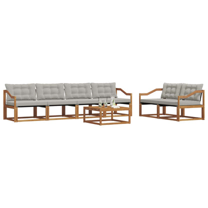 Set di divani da esterno 7 pcs Grigio Naturale e Chiaro | homemem39
