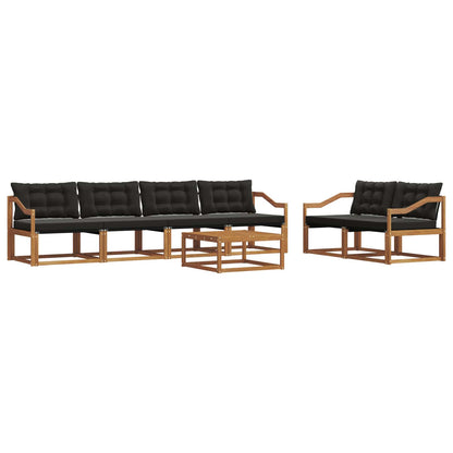 Set di divani da esterno con cuscino 7 pcs Naturale e Nero