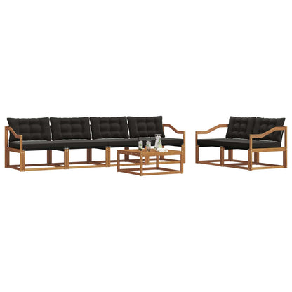 Set di divani da esterno con cuscino 7 pcs Naturale e Nero | homemem39