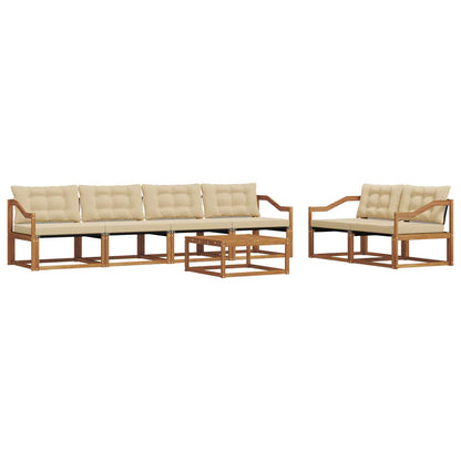 Set di divani da esterno con cuscino 7 pcs Naturale e Beige | homemem39