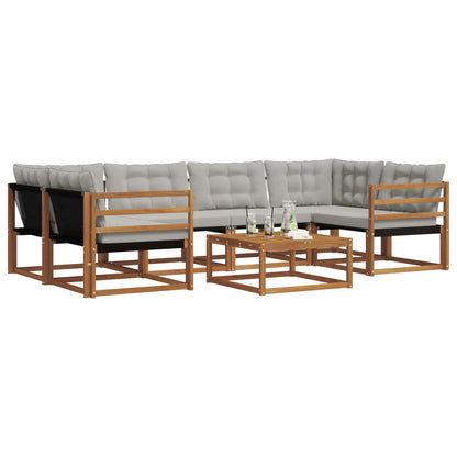 Set di divani da esterno 7 pcs Grigio Naturale e Chiaro