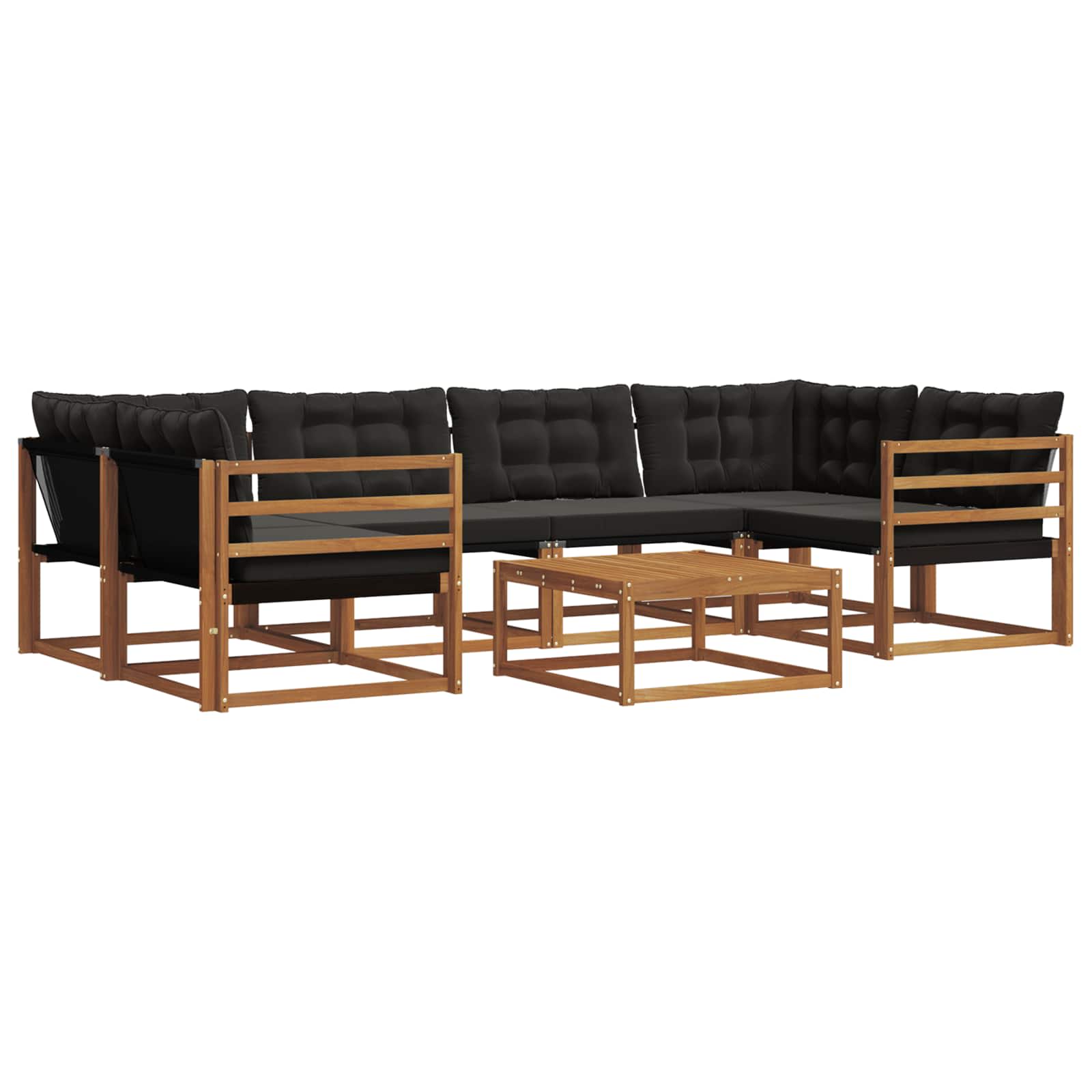 Set di divani da esterno con cuscino 7 pcs Naturale e Nero | homemem39