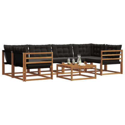 Set di divani da esterno con cuscino 7 pcs Naturale e Nero | homemem39